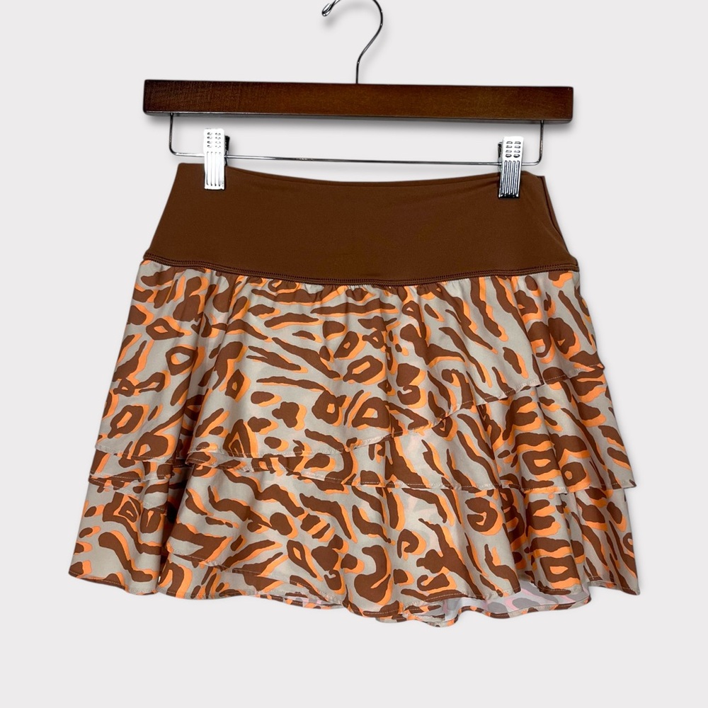 Aerie Offline Mini Skirt‎ Skort Medium Animal Print Tiered Tennis Athleisure